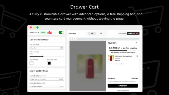 LM Sticky Cart Drawer &amp; Upsell screenshot