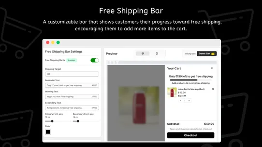 LM Sticky Cart Drawer &amp; Upsell screenshot