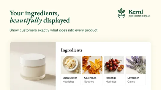 Kernl ‑ Ingredient Display screenshot