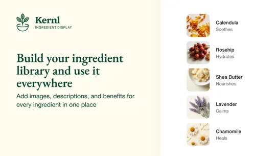 Kernl ‑ Ingredient Display screenshot
