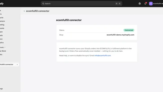 ecomfulfill connector screenshot