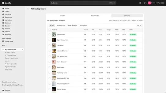AI Catalog Score screenshot