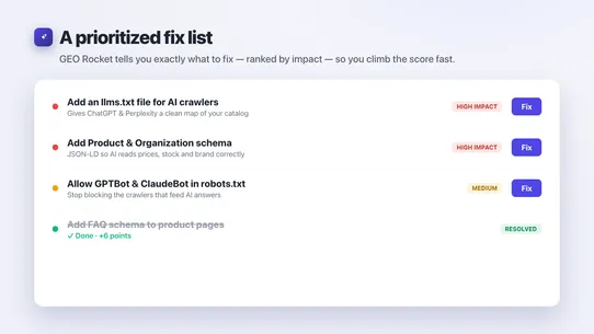 GEO Rocket: AI SEO &amp; llms.txt screenshot