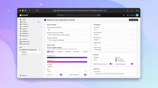 ShipGoal: Free Shipping Bar screenshot