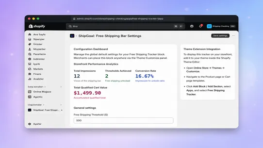ShipGoal: Free Shipping Bar screenshot