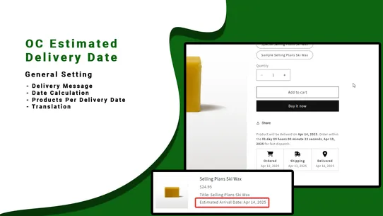 OC Estimated Delivery Date screenshot