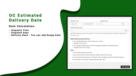 OC Estimated Delivery Date screenshot