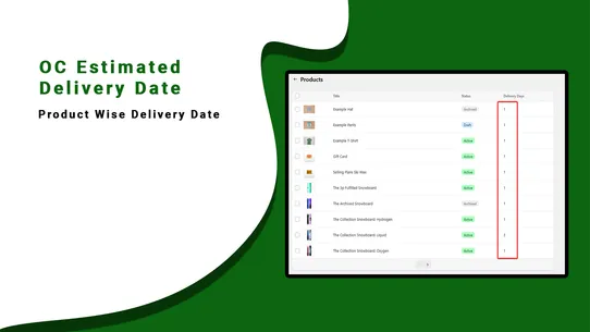 OC Estimated Delivery Date screenshot