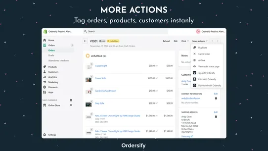 Ordersify: Automation Tags screenshot