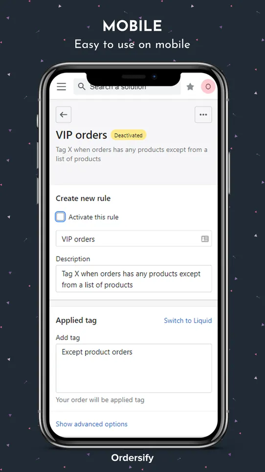 Ordersify: Automation Tags screenshot