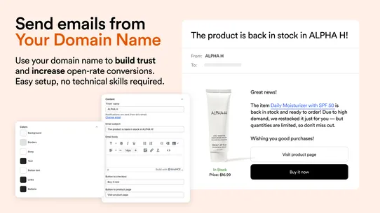 A1: back in stock | sms alerts screenshot
