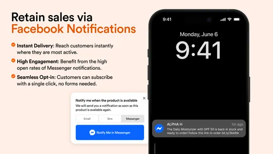 A1: back in stock | sms alerts screenshot