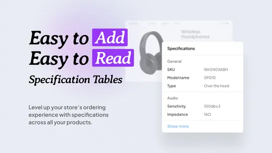 Details+ — Specification Table screenshot