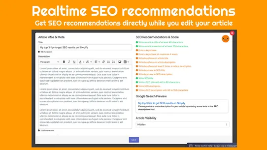 SEO Blog Optimizer screenshot