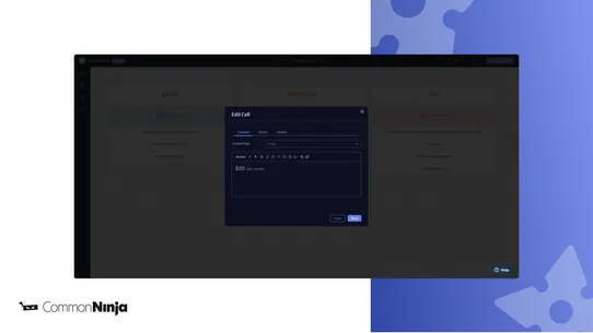 Common Ninja Pricing Tables screenshot