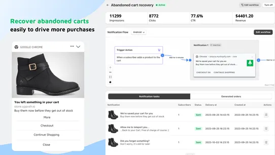 Uppush Abandoned Cart Recovery screenshot