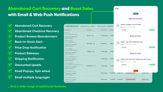 Uppush Abandoned Cart Recovery screenshot