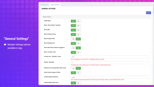 C: Product Variants in Table screenshot