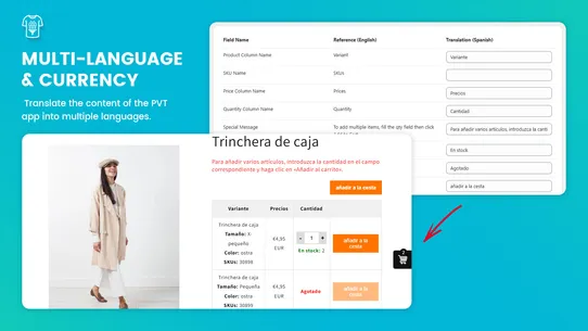 C: Product Variants in Table screenshot