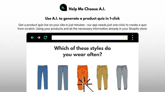 Help Me Choose AI Product Quiz screenshot