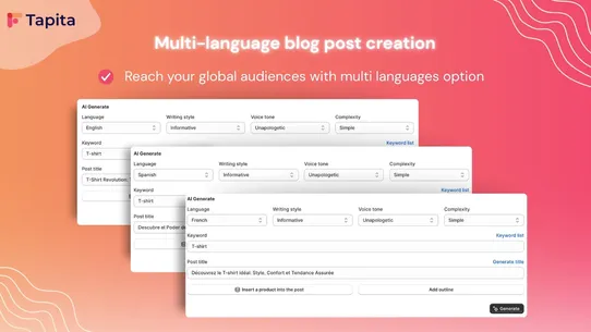 Tapita AI SEO Blog Builder screenshot