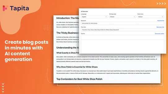 Tapita AI SEO Blog Builder screenshot