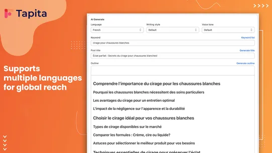 Tapita AI SEO Blog Builder screenshot