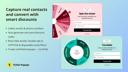 1Click Popups – Email Pop Ups screenshot