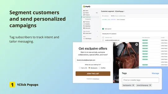 1Click Popups – Email Pop Ups screenshot