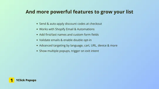 1Click Popups – Email Pop Ups screenshot