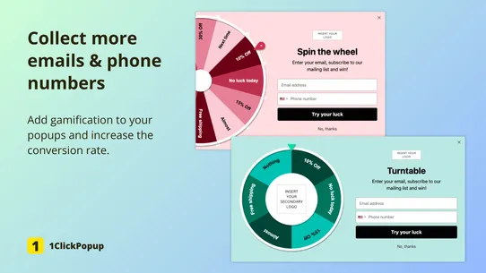 1Click Popups &amp; Email Pop Ups screenshot