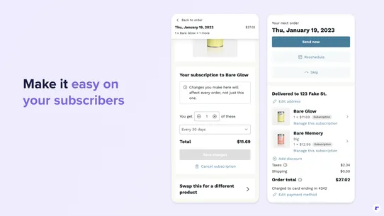 Recharge Subscriptions App screenshot
