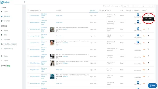 Shipping Labels &amp; Insurance screenshot