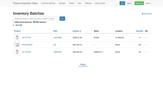 SS: Product Expiration Dates screenshot