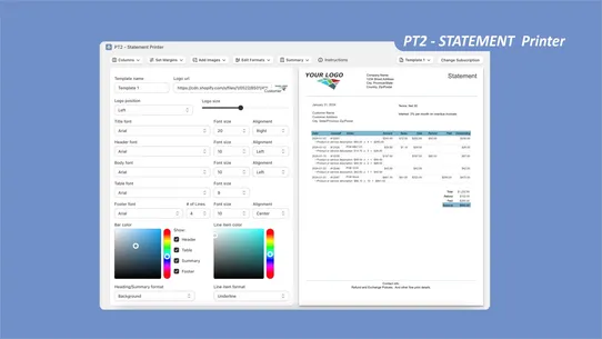 PT2 ‑ Statement Printer screenshot