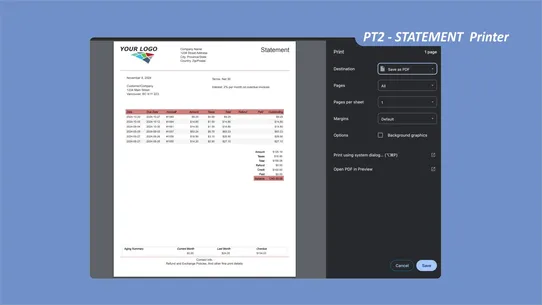 PT2 ‑ Statement Printer screenshot