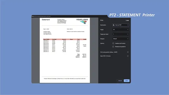 PT2 ‑ Statement Printer screenshot