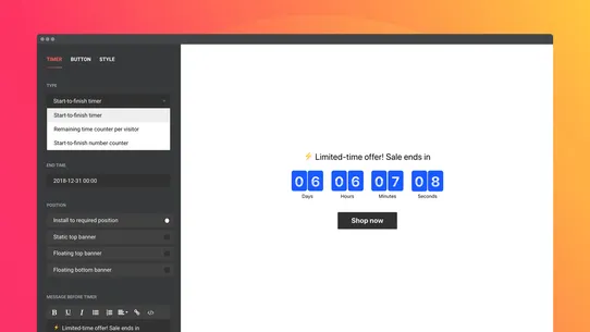 Elfsight Countdown Timer screenshot