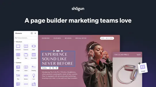 Shogun ‑ Landing Page Builder screenshot