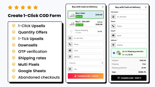 EasySell COD Form &amp; Upsells screenshot