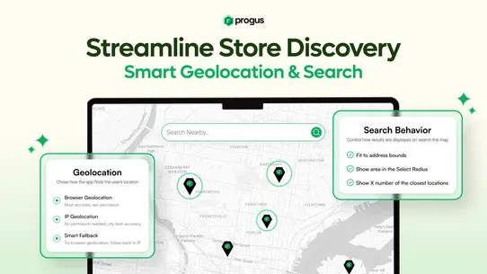 Progus Store Locator Map screenshot