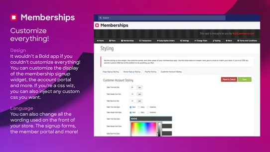 BOLD Memberships screenshot