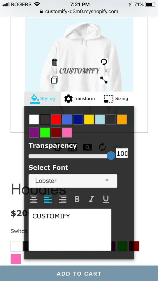 Customify ‑ Custom Product App screenshot