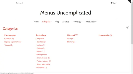 Menus Uncomplicated screenshot