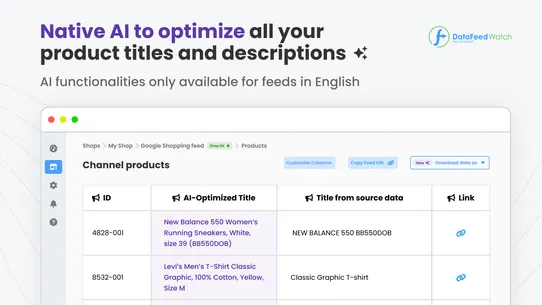 Data Feed Watch Shopping Feeds screenshot