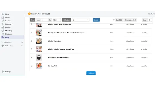 Filter by Price &amp; Bulk Edit screenshot