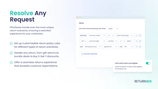 ReturnGO Returns &amp; Exchanges screenshot