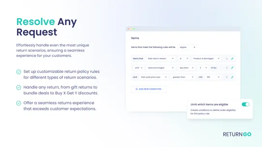 ReturnGO Returns &amp; Exchanges screenshot