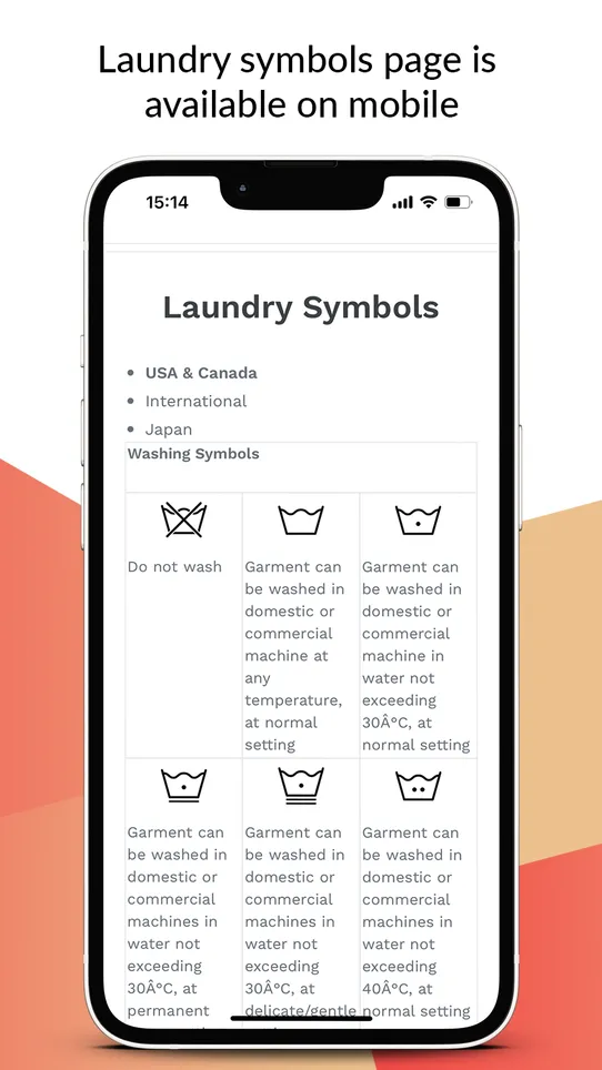 Laundry Symbols Clothing Care screenshot