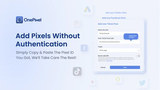 α OnePixel: Facebook Pixel API screenshot